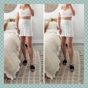 Glamorous Collection White Eyelet Cropped Set